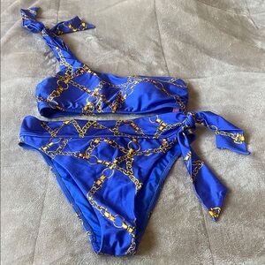 Victoria's Secret Royal Blue Chain-Print Two-Piece Swim Set